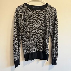 French Connection Black and Gray Animal Print Sweater Small